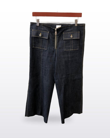 Cinq à Sept Dark Indigo Denim Cropped Wide-Leg Pants sz 10