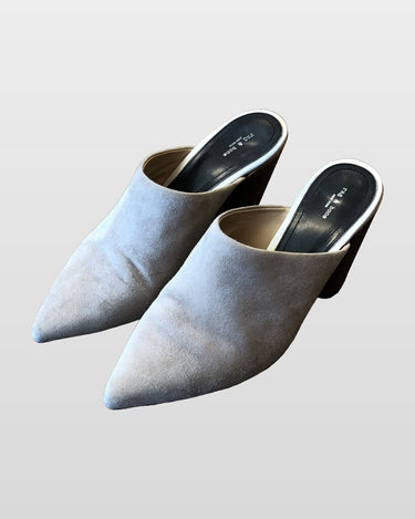 rag & bone Suede Pointed-Toe Block Heel Mules sz 39