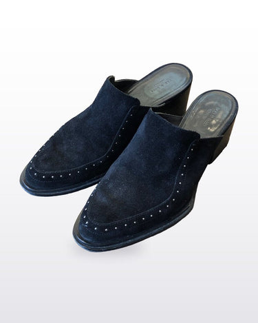 rag & bone Black Suede Studded Mules sz 39