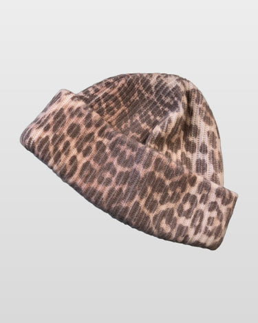 GANNI Leopard Print Knit Beanie Hat sz ONE SIZE