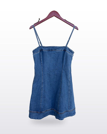 House of Harlow 1960 Denim Spaghetti Strap Mini Dress sz M