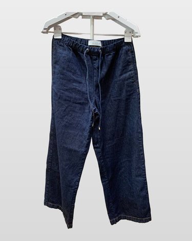 Zara Dark Wash Denim Elastic Drawstring Pants sz S
