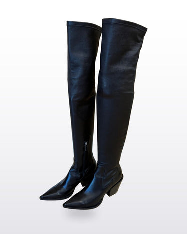 Dorothee Schumacher Black Leather Over-The-Knee Boots sz 39 1/2