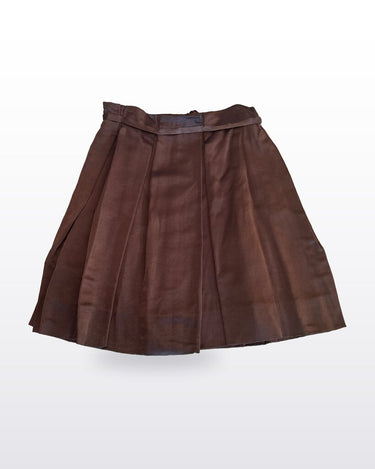 Chloé Brown Pleated Tie-Waist Midi Skirt sz 42