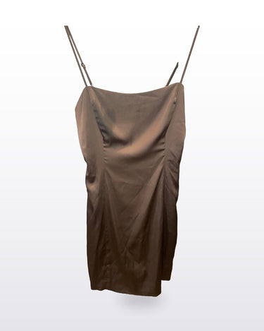 Sunday Best Brown Satin Mini Slip Dress sz 6