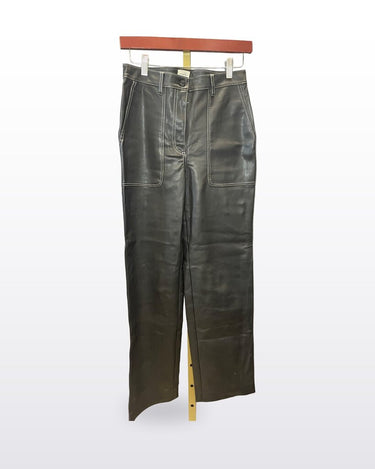 Wilfred Free Black Faux Leather Contrast Stitch Wide Leg Pants sz 4
