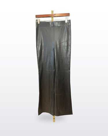 Babaton Black Faux Leather Wide Leg Pants sz M
