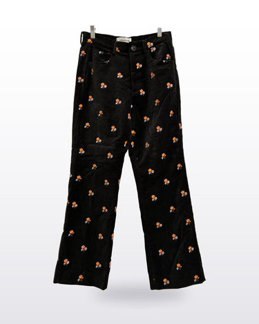 Zadig & Voltaire Black Embroidered Floral Poete Velours Pants sz 36