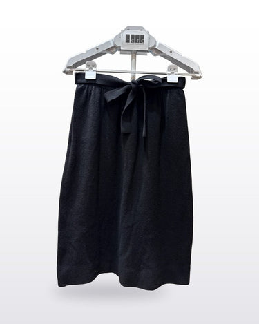 Chanel Vintage Black 100% Pure Cashmere Tie-Waist Midi Skirt sz S?