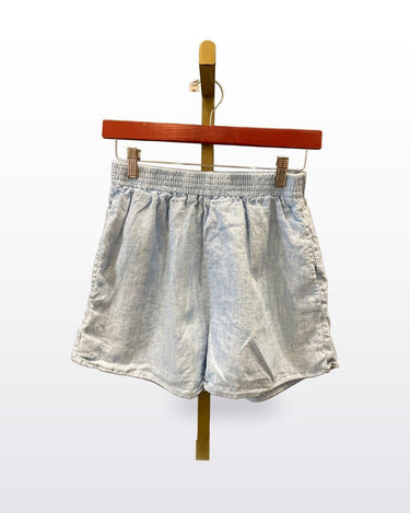 Wilfred Light Blue Elastic Waist Linen Shorts sz M