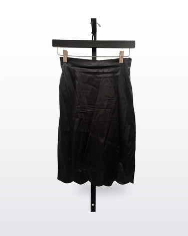 Moschino Cheap and Chic Black Satin Scalloped Pencil Skirt sz 8