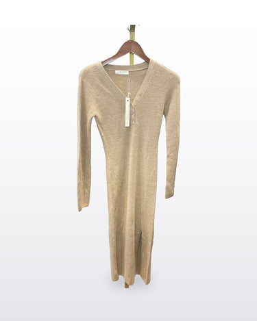 OGD Ribbed Henley Long Sleeve Midi Dress sz S