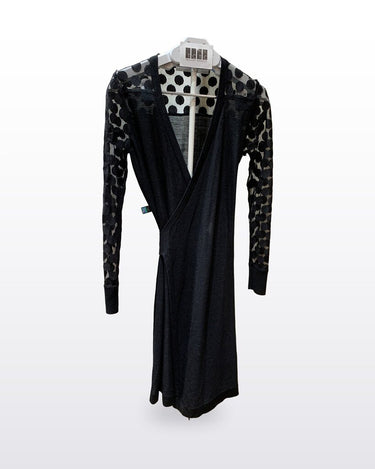 Diane von Furstenberg Polka Dot Sheer Sleeve Knit Wrap Dress sz S?