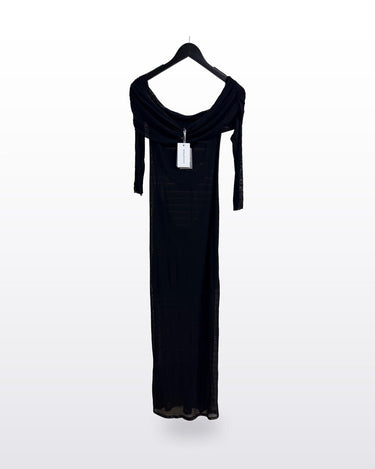 Lovers and Friends Black Off-The-Shoulder Long Sleeve Mesh Maxi Dress sz L