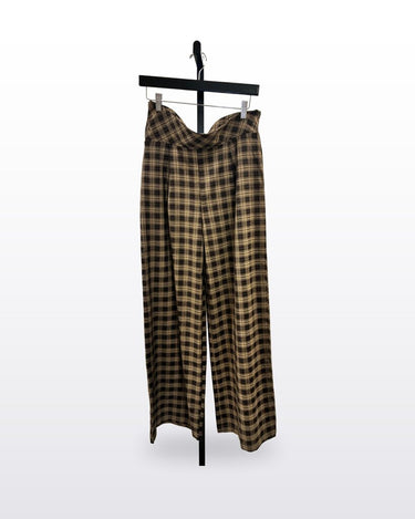 Bronzesnake Brown Plaid Wide Leg Pants sz S