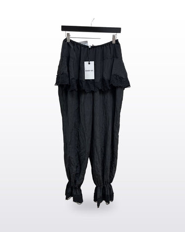Daisy Street Black Lace Trim Bloomer Jogger Pants sz L