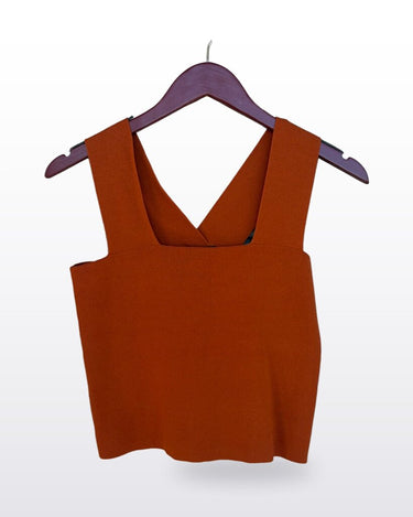 House of Harlow 1960 Rust Knit Sleeveless Crop Top sz S