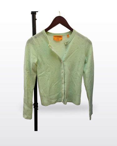 Guest in Residence Cashmere Pointelle Button Front Cardigan sz XS