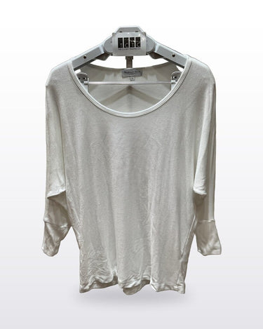 Michael Stars White Ribbed Dolman Long Sleeve Top sz S
