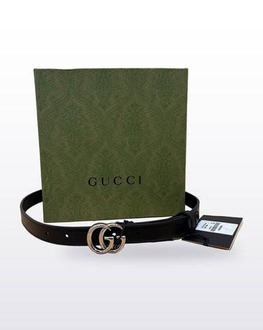 Gucci GG Marmont Thin Belt In Black Leather sz 75