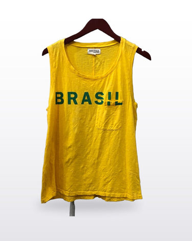 TEXTILE Elizabeth and James Yellow Brasil Graphic Tank Top sz L