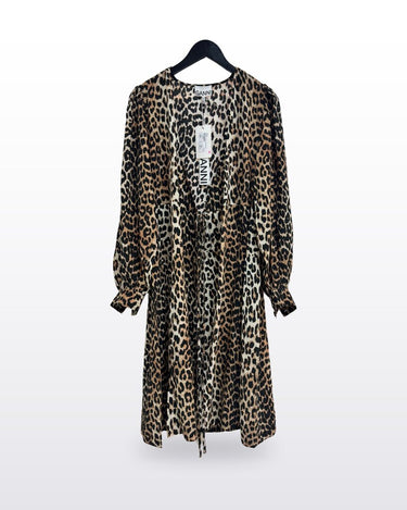 GANNI Leopard Print Long Sleeve Dress sz 34