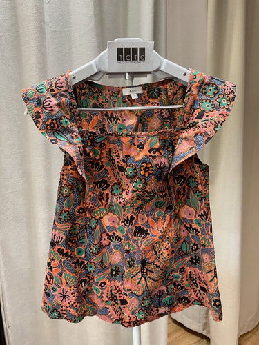 A.L.C. Floral Flutter Sleeve Top sz 2