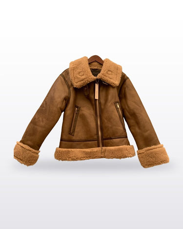 Sanctuary Mink/Beige Faux Shearling Aviator Jacket sz M