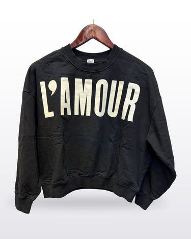 Clare V. Black L'Amour Graphic Sweatshirt sz L