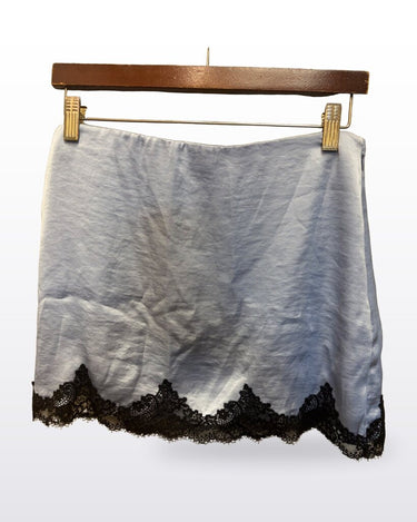 Abercrombie & Fitch Light Blue Satin Lace-Trim Mini Skirt sz M