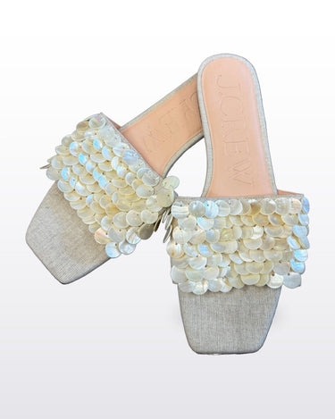 J.Crew Shell Embellished Slide Sandals sz 9.5