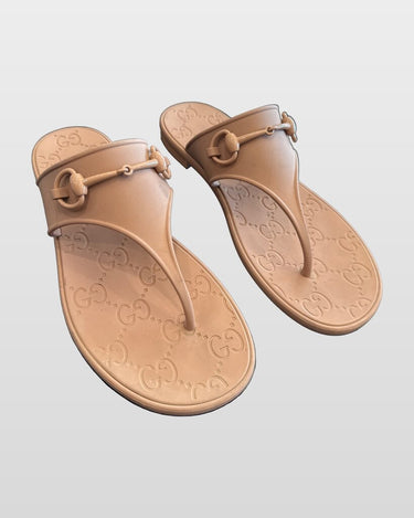 Gucci Horsebit Rubber Thong Sandals sz 40