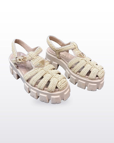 Prada Woven Raffia Platform Sandals sz 40