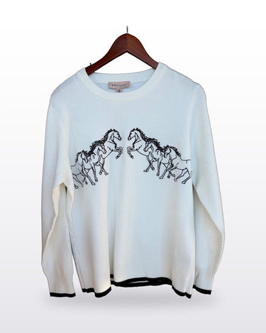 Philosophy Horse Graphic Knit Pullover Sweater sz L/G