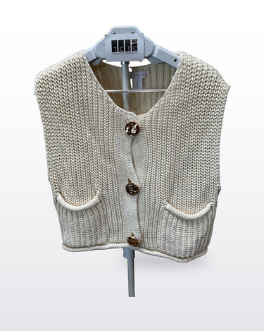 House of Harlow 1960 Cream Chunky Knit Button-Front Vest Top sz S