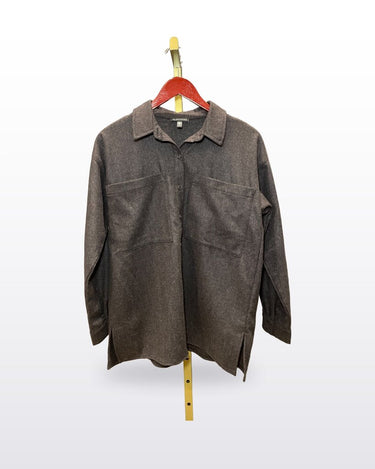 Eileen Fisher Charcoal Gray Long-Sleeve Button-Front Shirt sz PS/PP