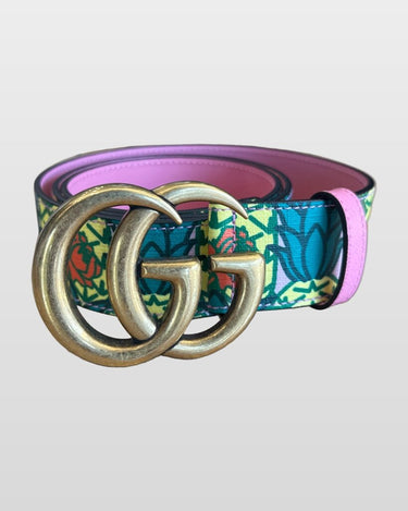 Gucci Floral Print GG Marmont Wide Belt sz 95/38