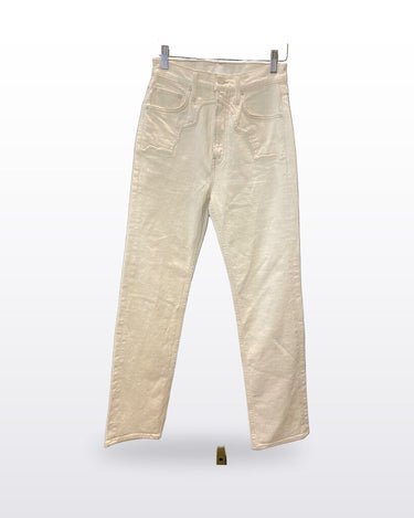 MOTHER Off-White Western Yoke Straight Leg Jeans sz 25