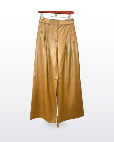Veronica Beard Camel Faux Leather Wide Leg Pants sz 4