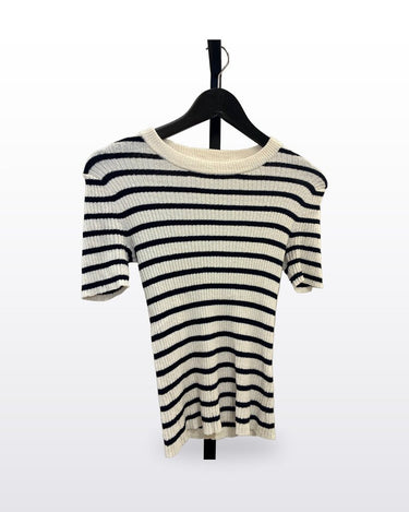 FRAME Striped Ribbed Short Sleeve Top sz XS