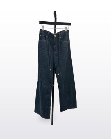 FRAME Dark Wash Wide Straight Leg Drawstring Jeans sz 24