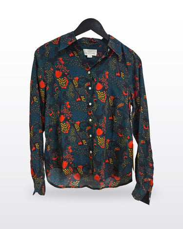 Birds of Paradis by Trovata Printed Long Sleeve Button-Down Shirt sz EXTRA SMALL
