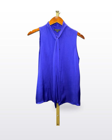 Rachel Zoe Royal Blue Sleeveless Tie-Neck Blouse sz 0