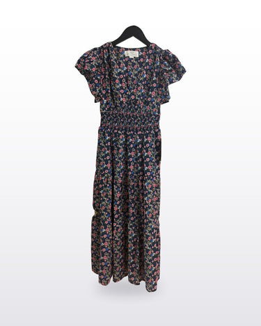 Birds of Paradis by Trovata Floral Smocked Maxi Dress sz EXTRA SMALL