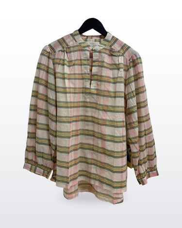 Birds of Paradis Plaid Long Sleeve Blouse sz MEDIUM