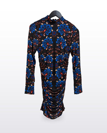 FARM Rio Floral Print Ruched Long Sleeve Mini Dress sz S