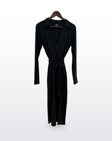 Paige Black Long-Sleeve Wrap Dress sz S