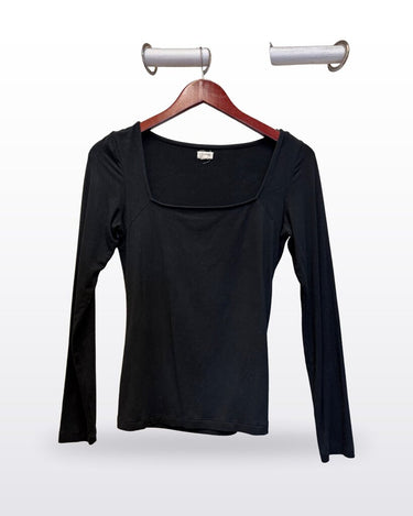 L'Agence Black Square Neck Long Sleeve Top sz S/P