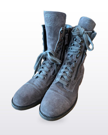 Chanel Quilted Suede Combat Boots sz 39.5