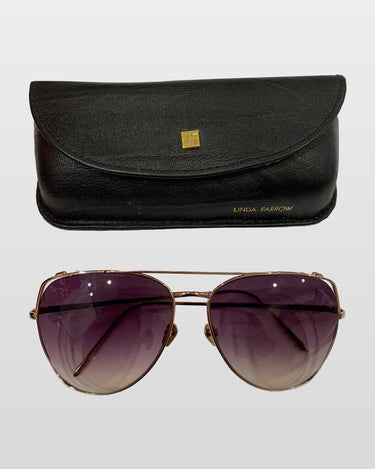 Linda Farrow Gold-Tone Aviator Sunglasses with Purple Gradient Lenses